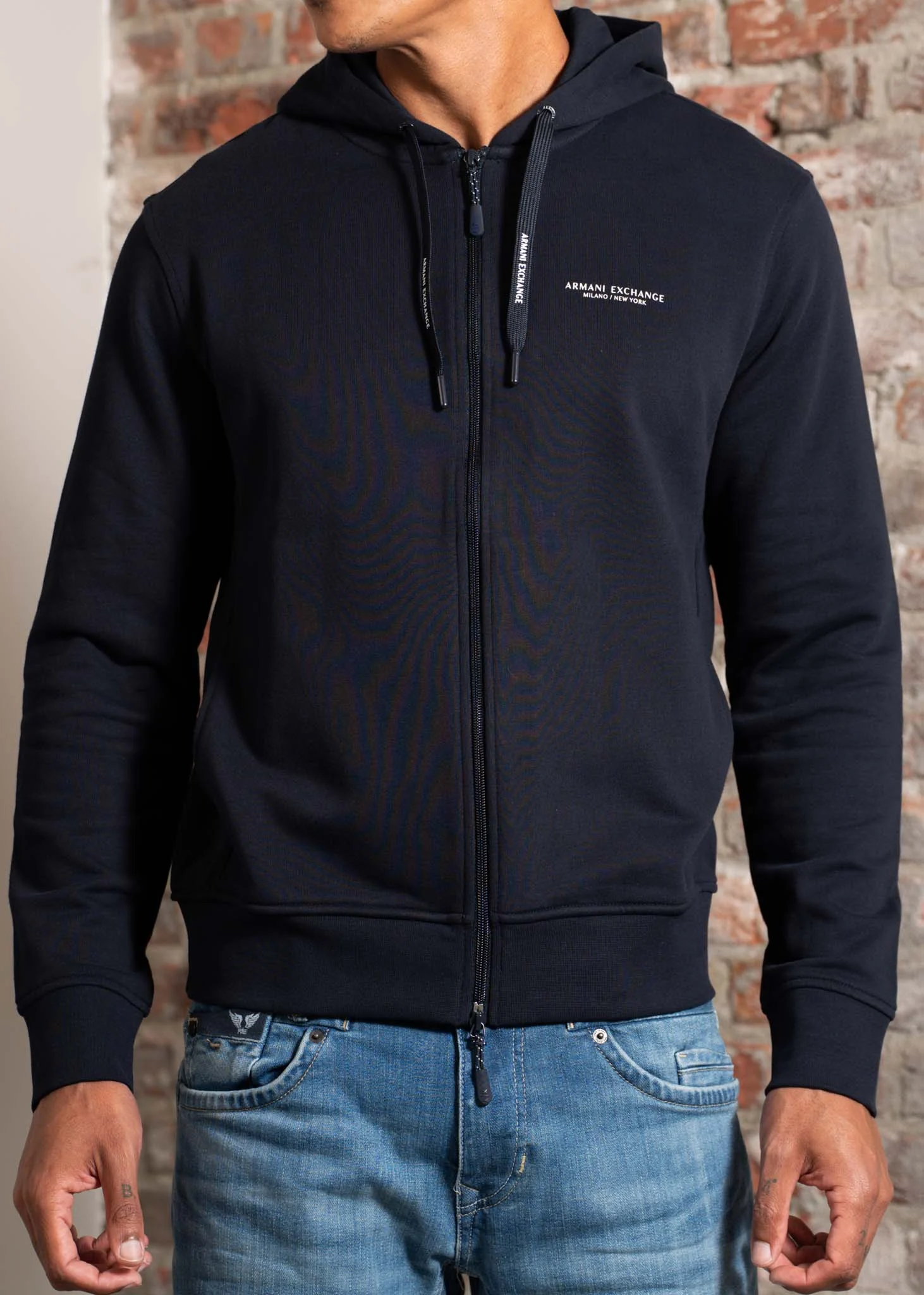 Stretch fabric zip-up sweatshirt - blue