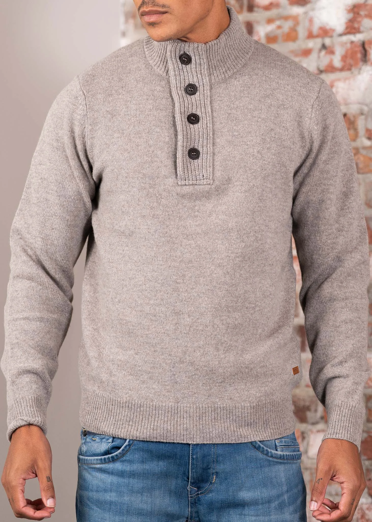 Patch half zip - stone