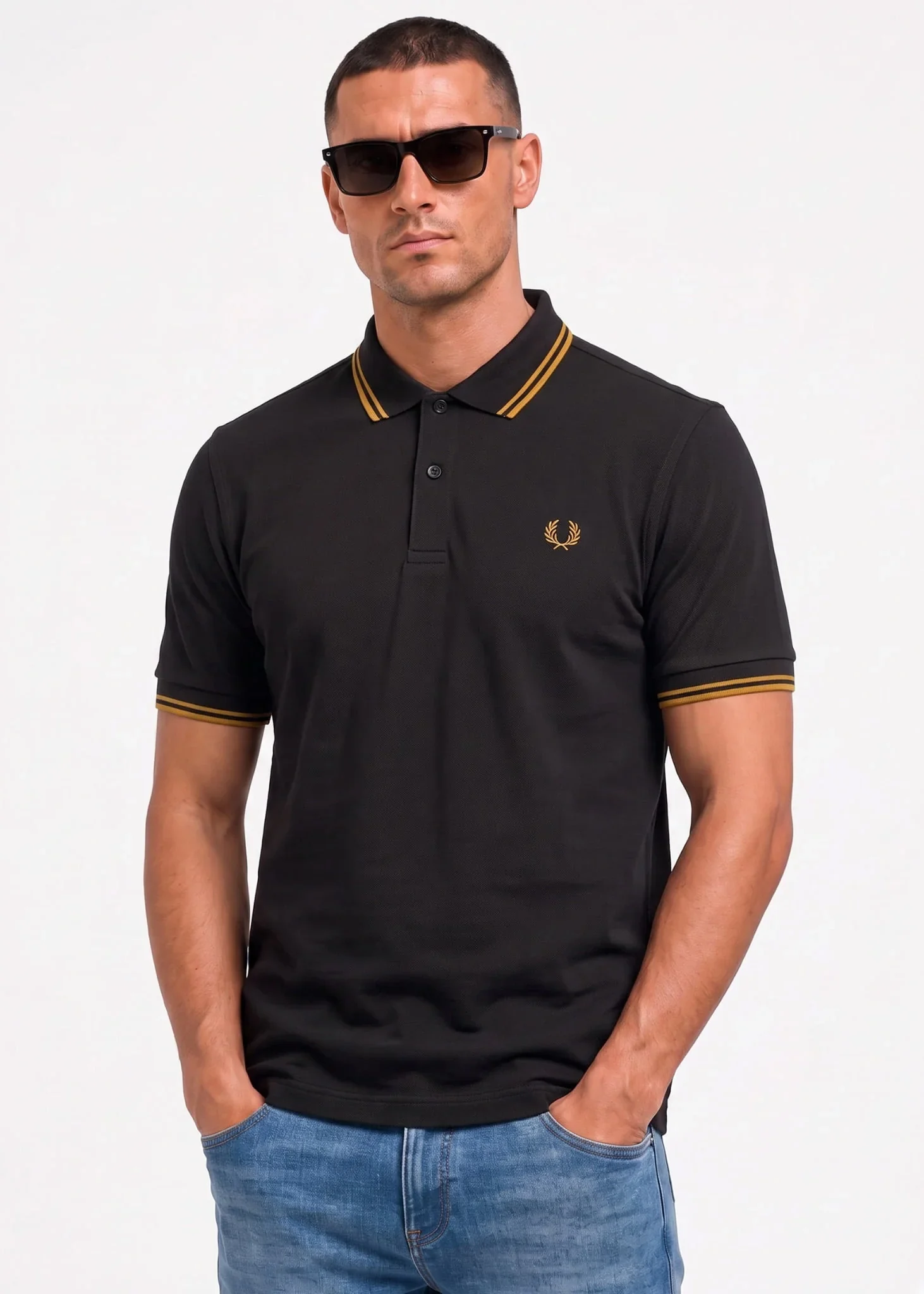 Twin tipped polo - anchor grey golden
