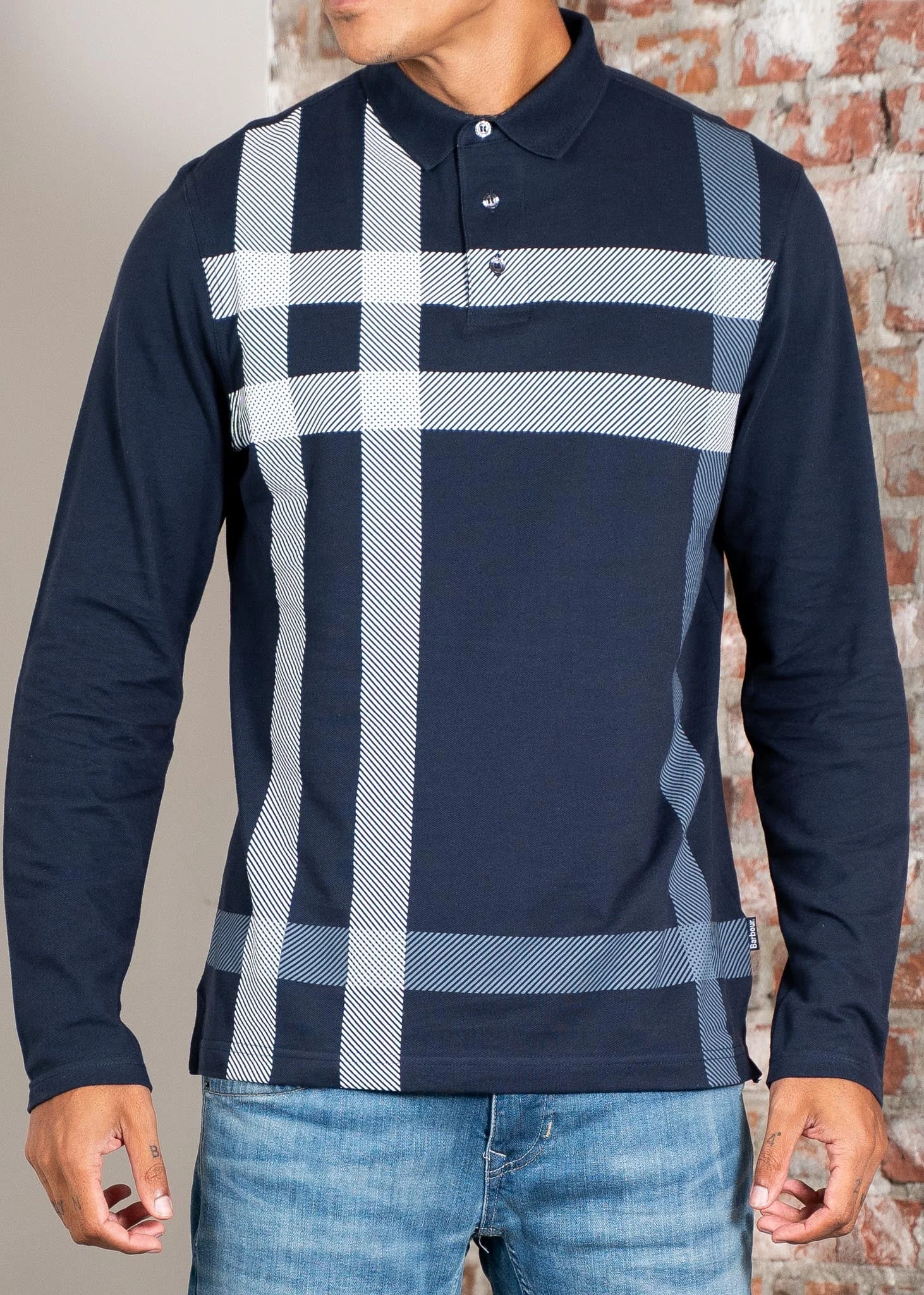 Blaine tailored ls polo shirt - navy