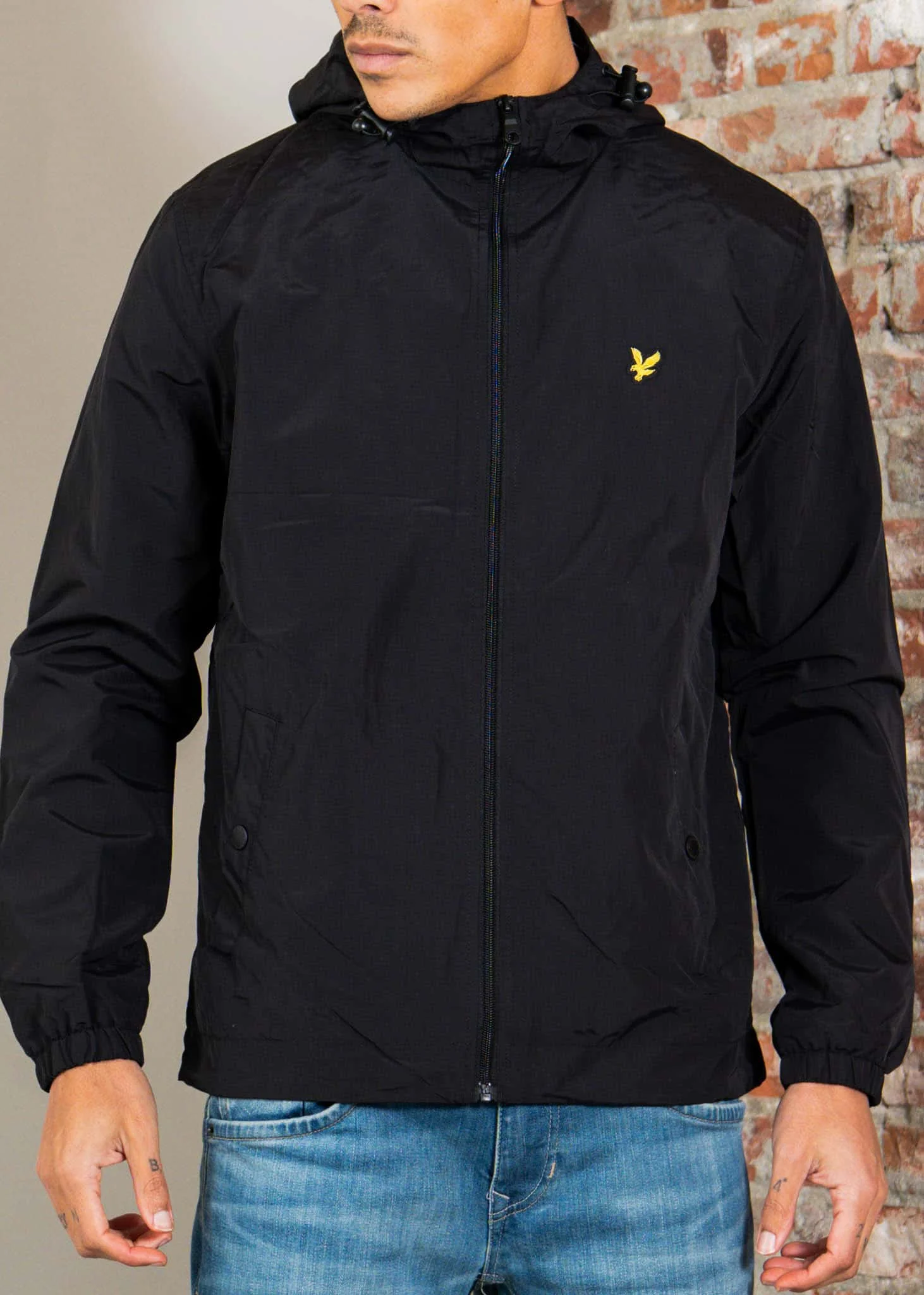 Zip through hooded jacket - jet black