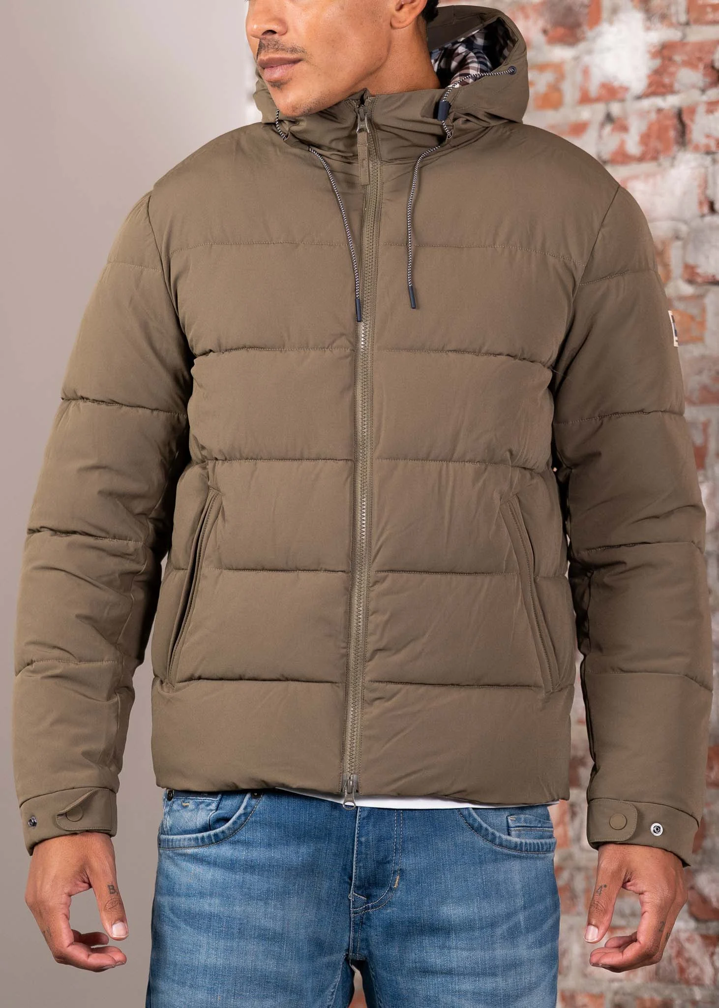 Sp hooded puffer - army green