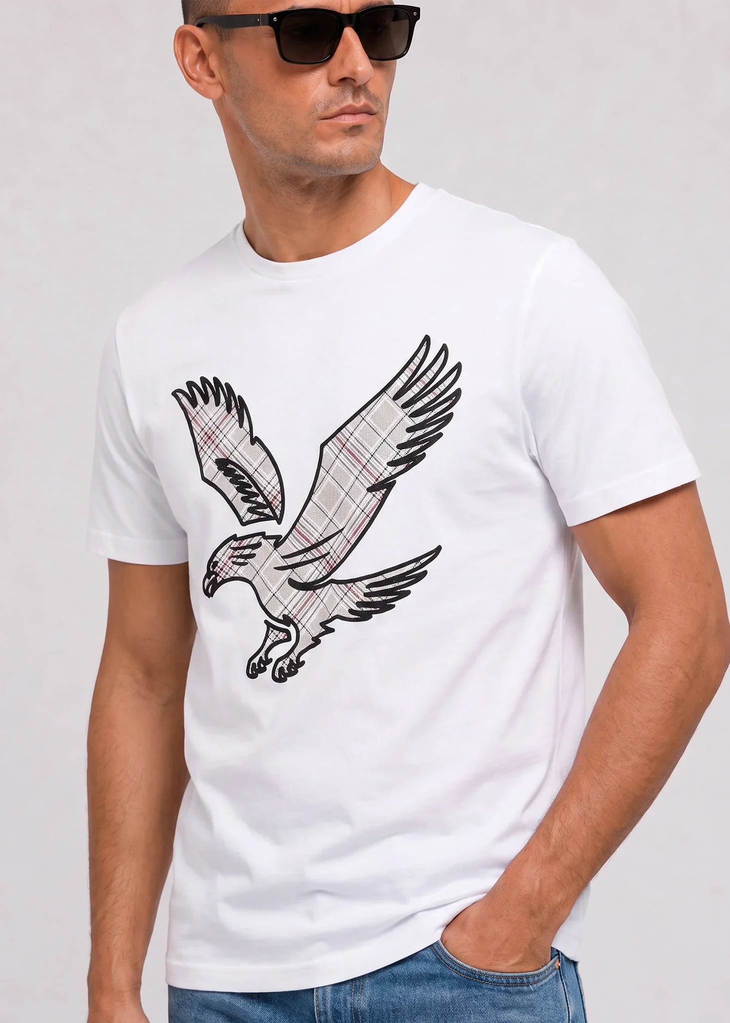 Check eagle t-shirt - white