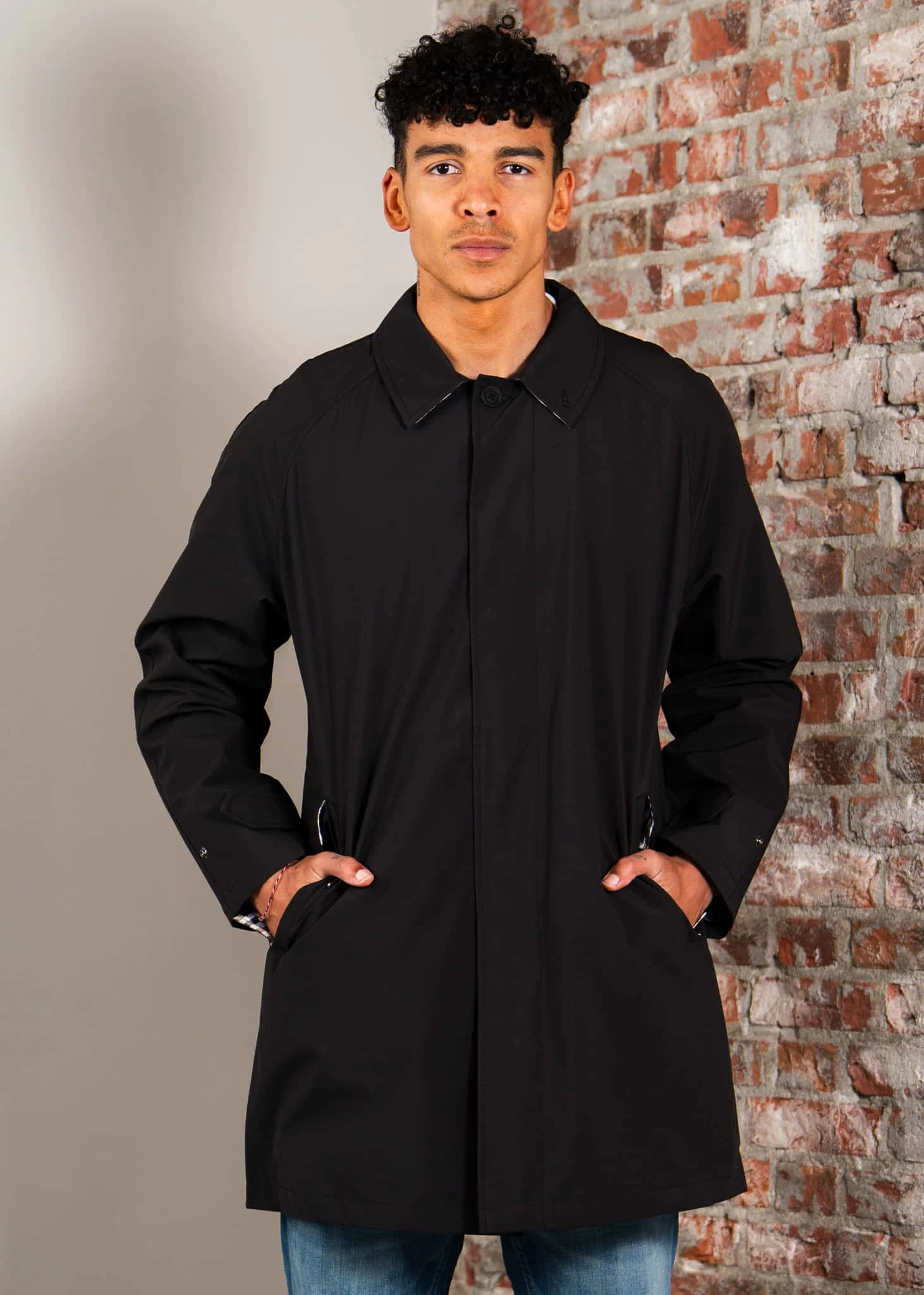 Softshell trench coat - black