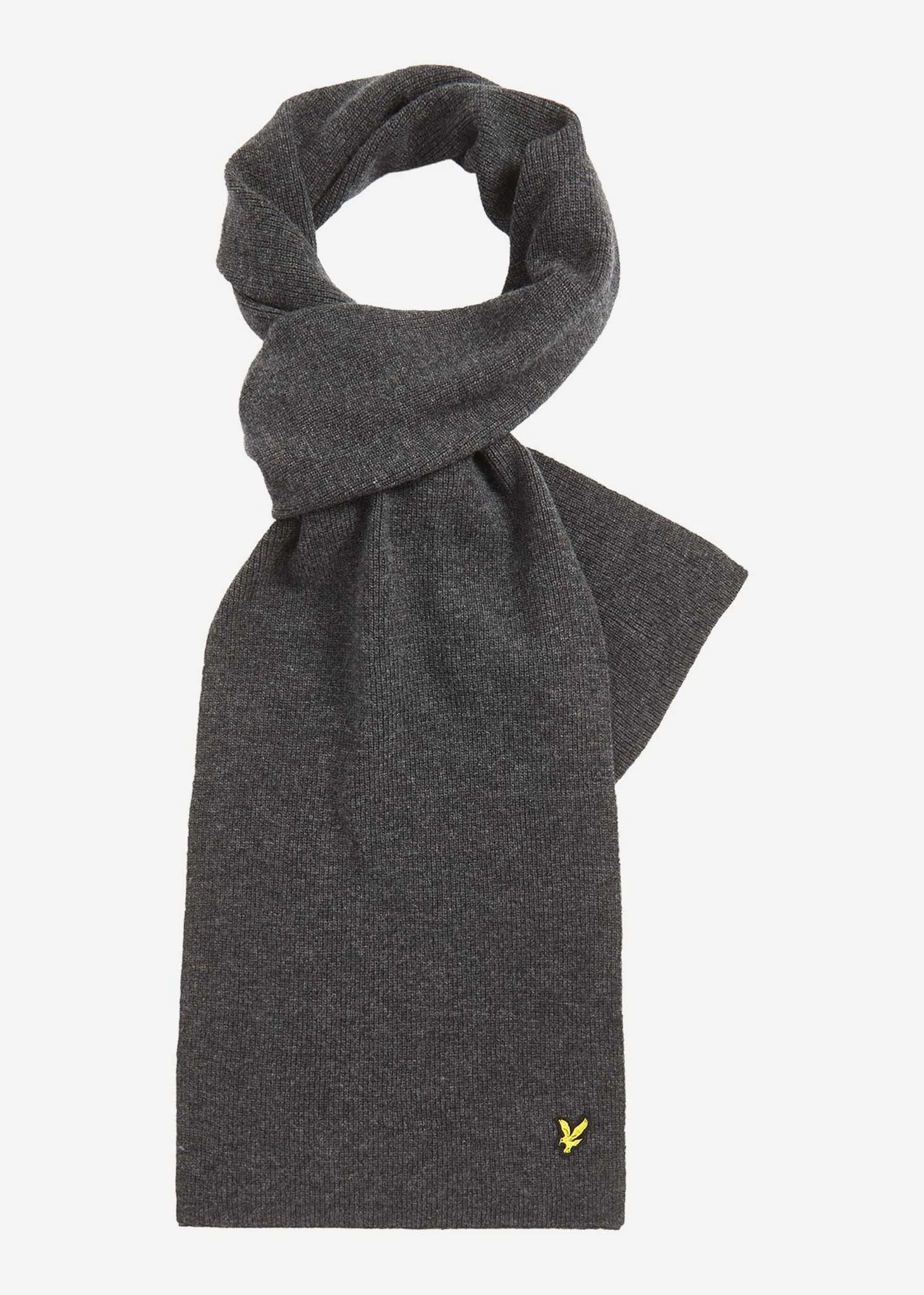 Lambswool ribbed scarf - charcoal marl