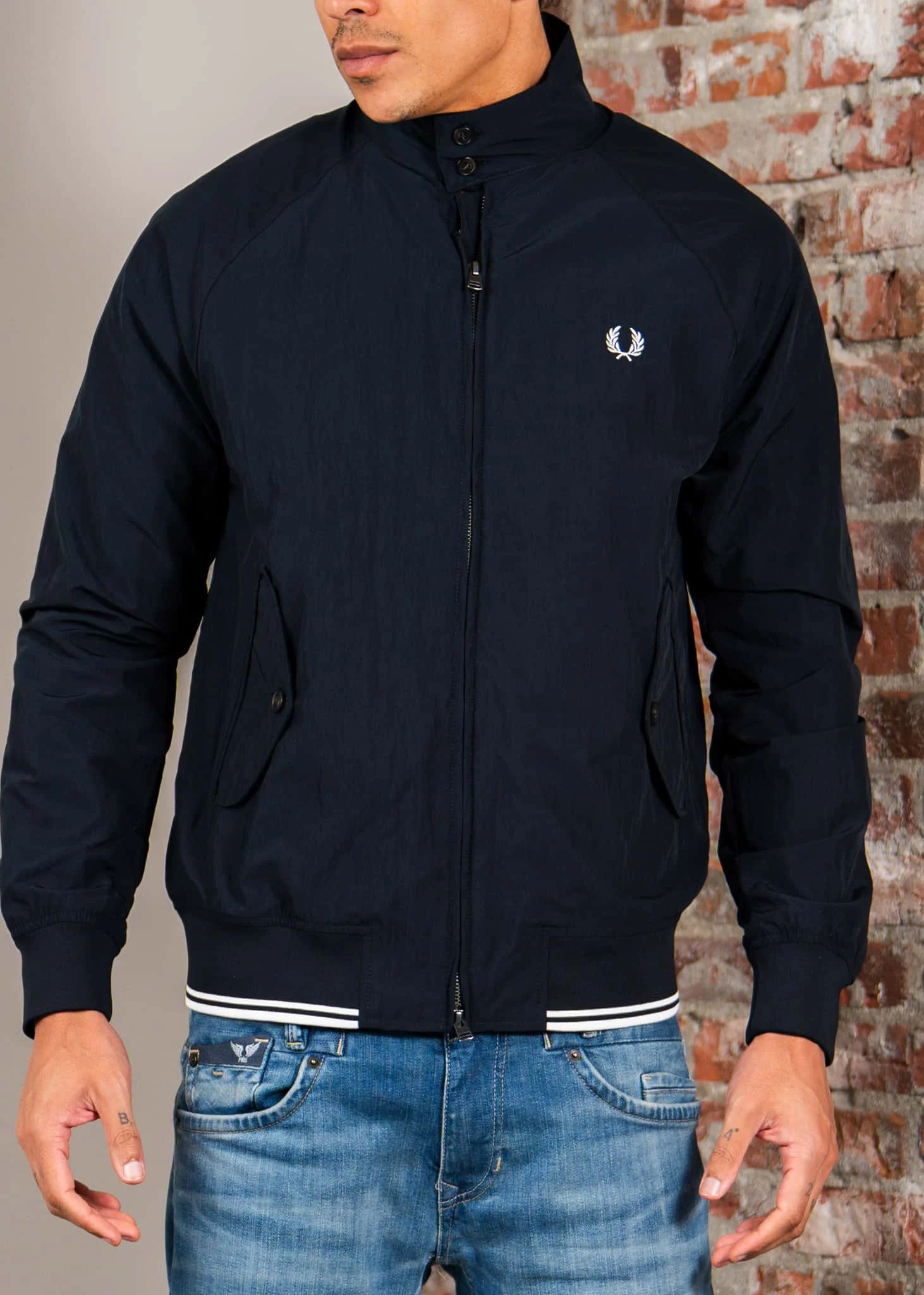 Crinkle harrington jacket - navy