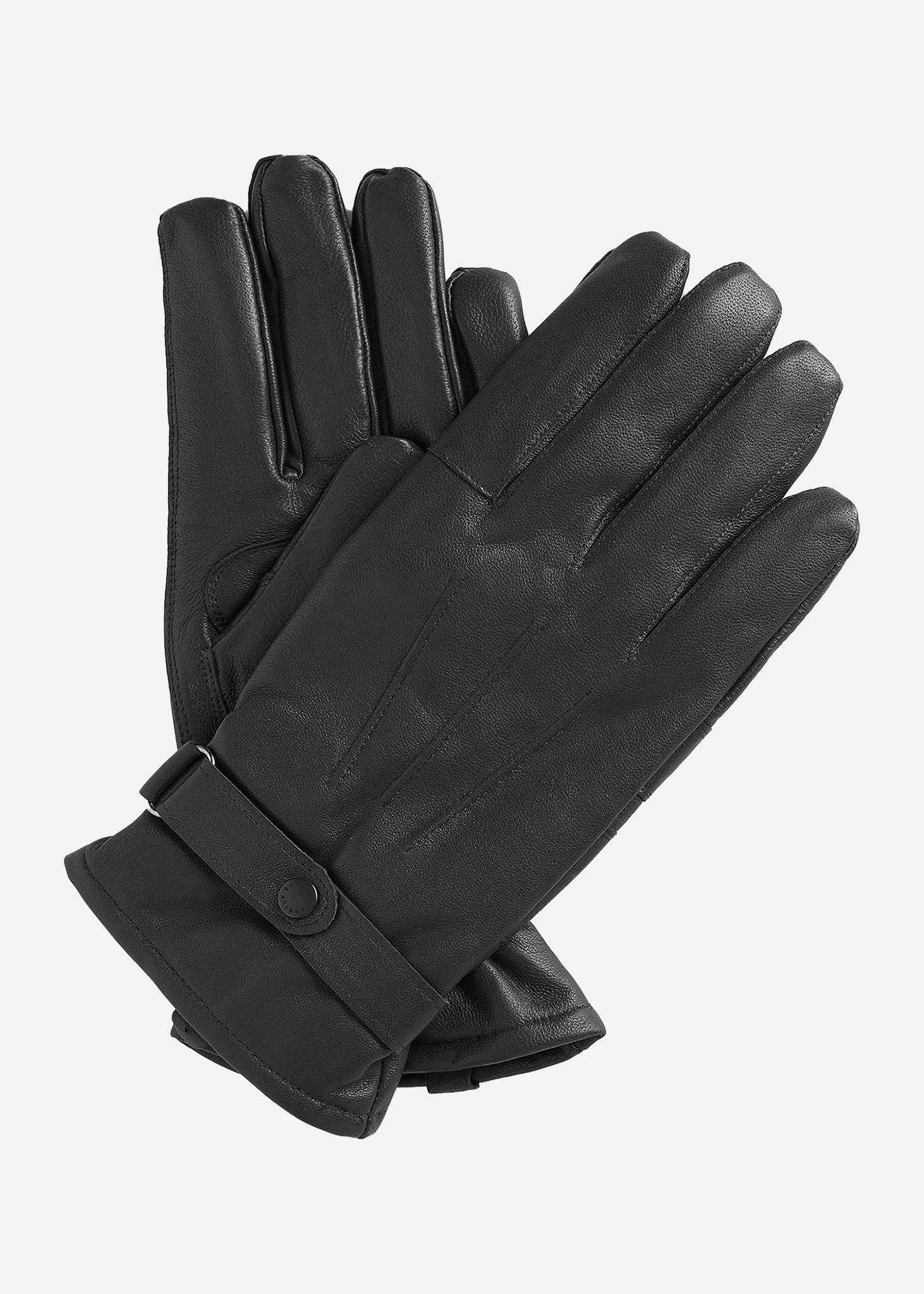 Burnished leather thinsulate gloves - black