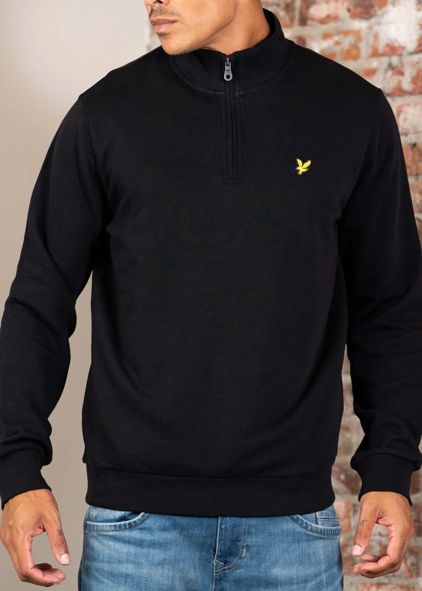 Loopback quarter zip sweat - jet black