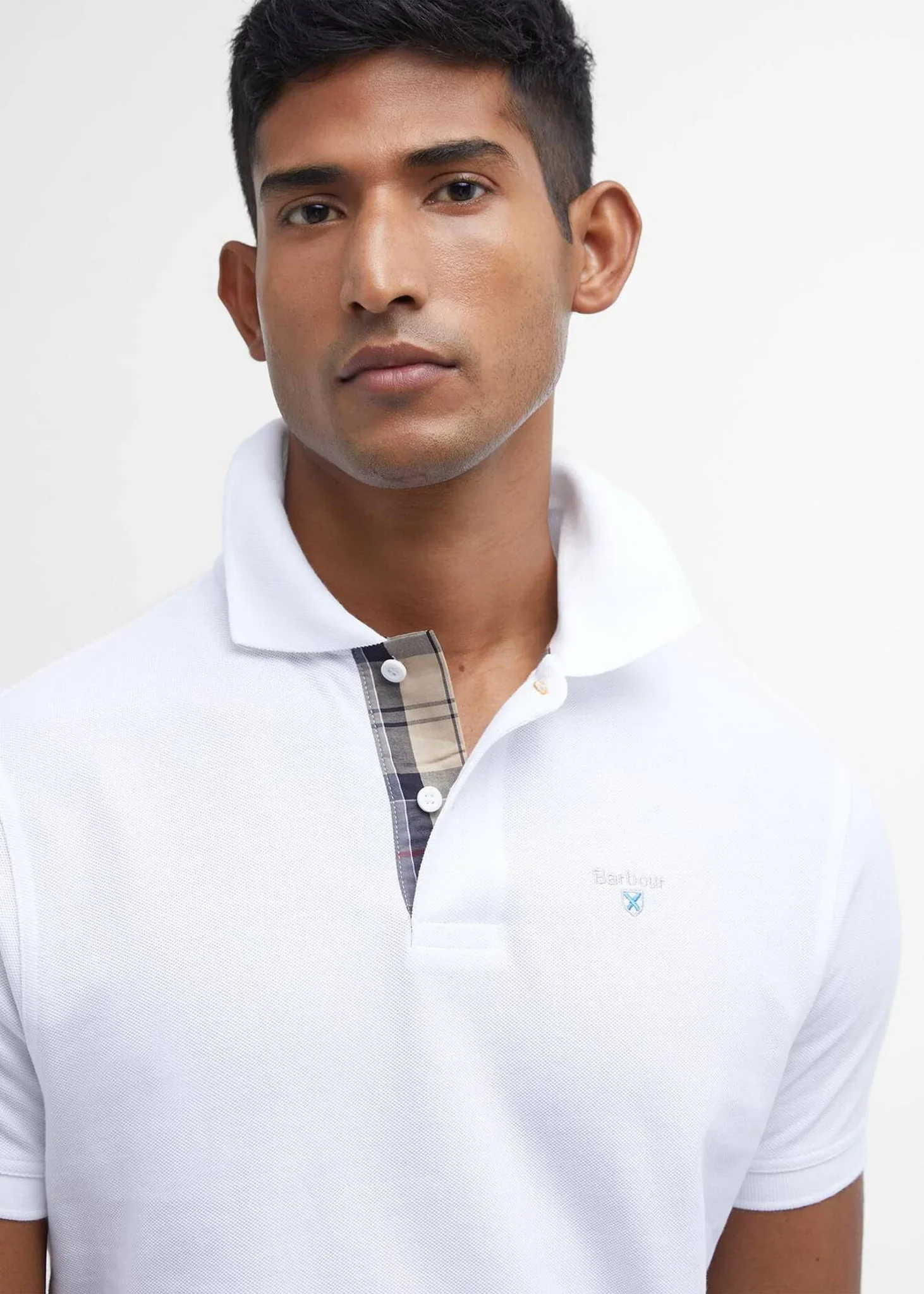 Barbour tartan pique polo shirt - white dress