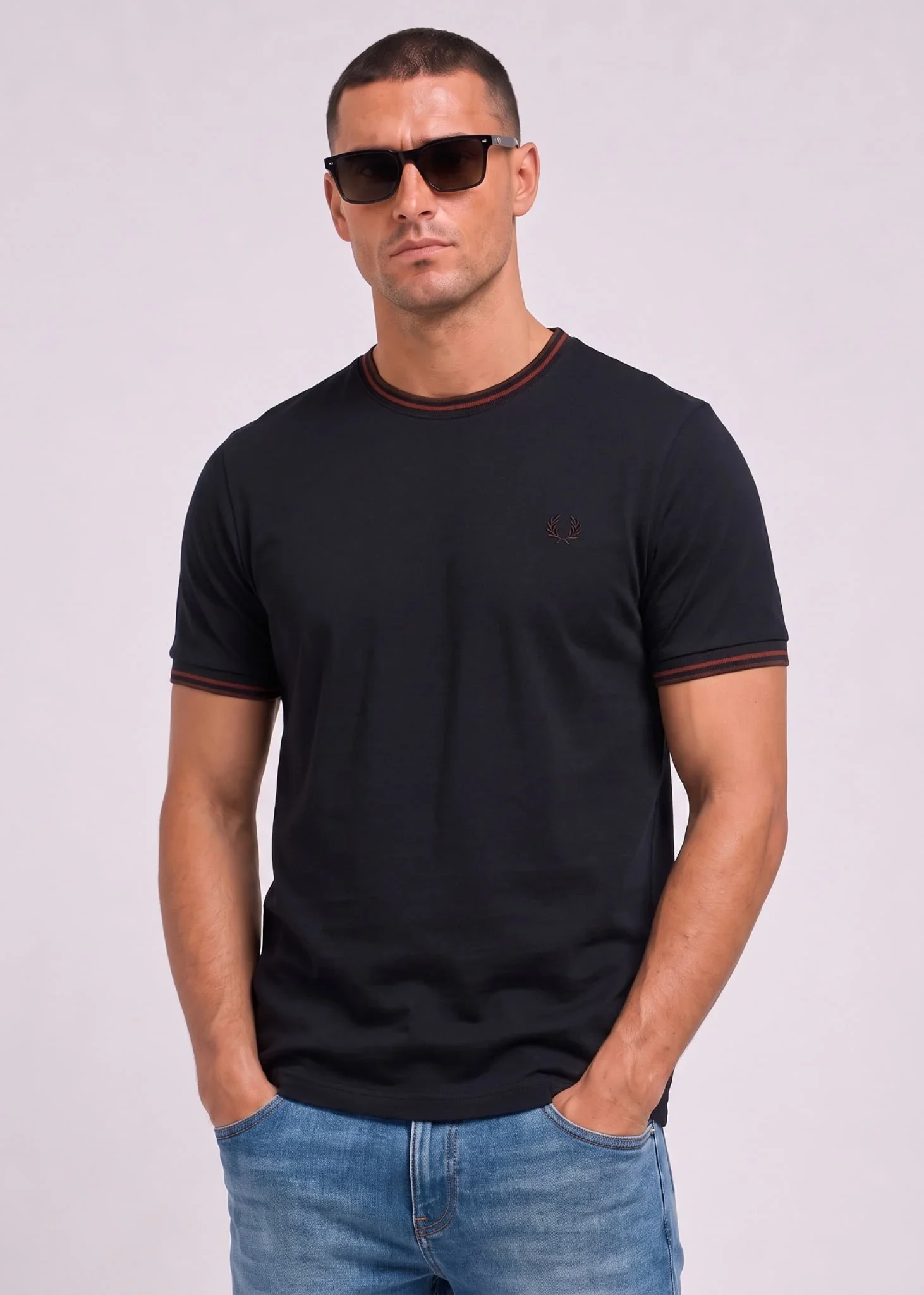 Twin tipped t-shirt - navy brandy rich brown