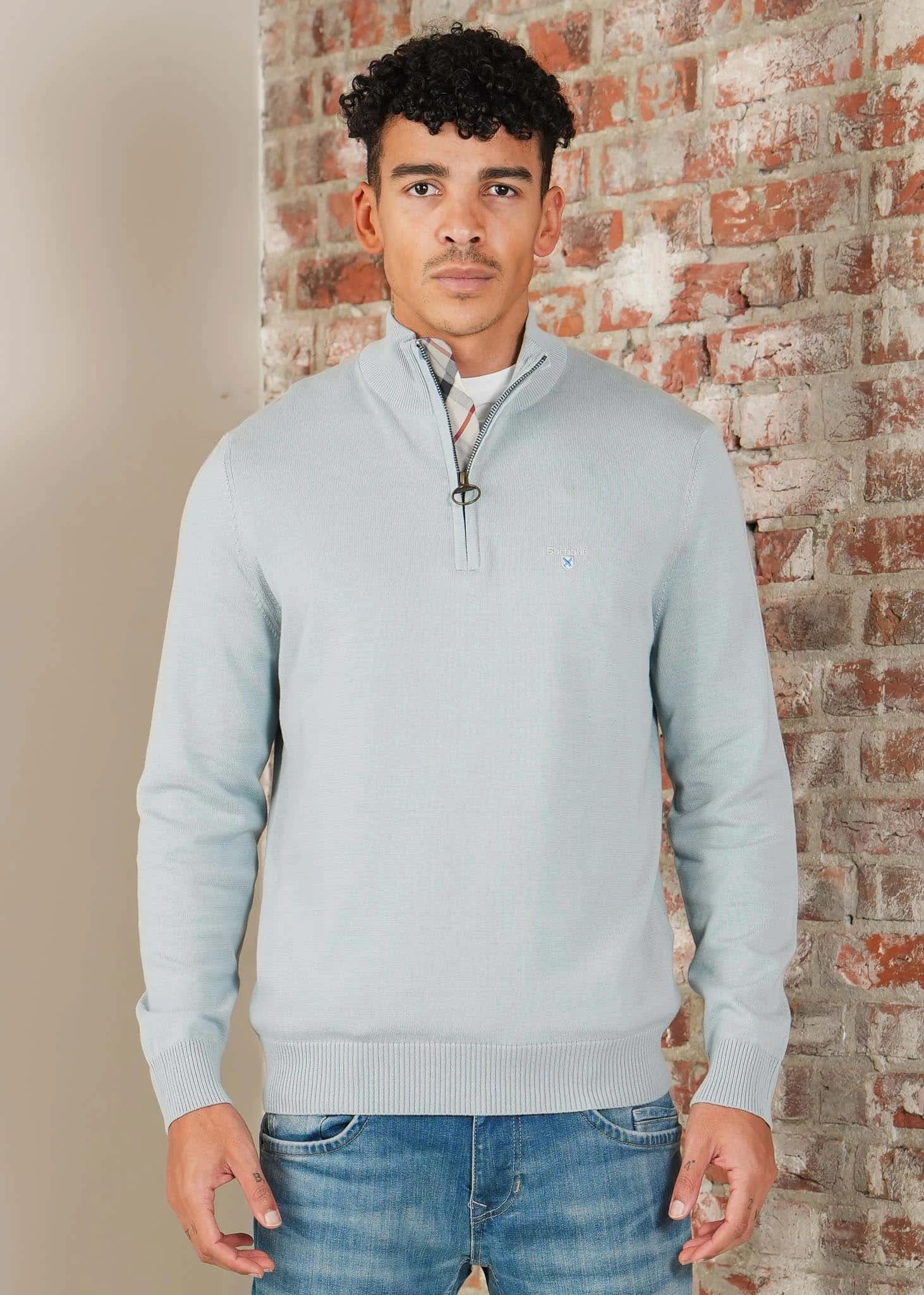 Barbour lingwood compact cotton half zip sweater - slate