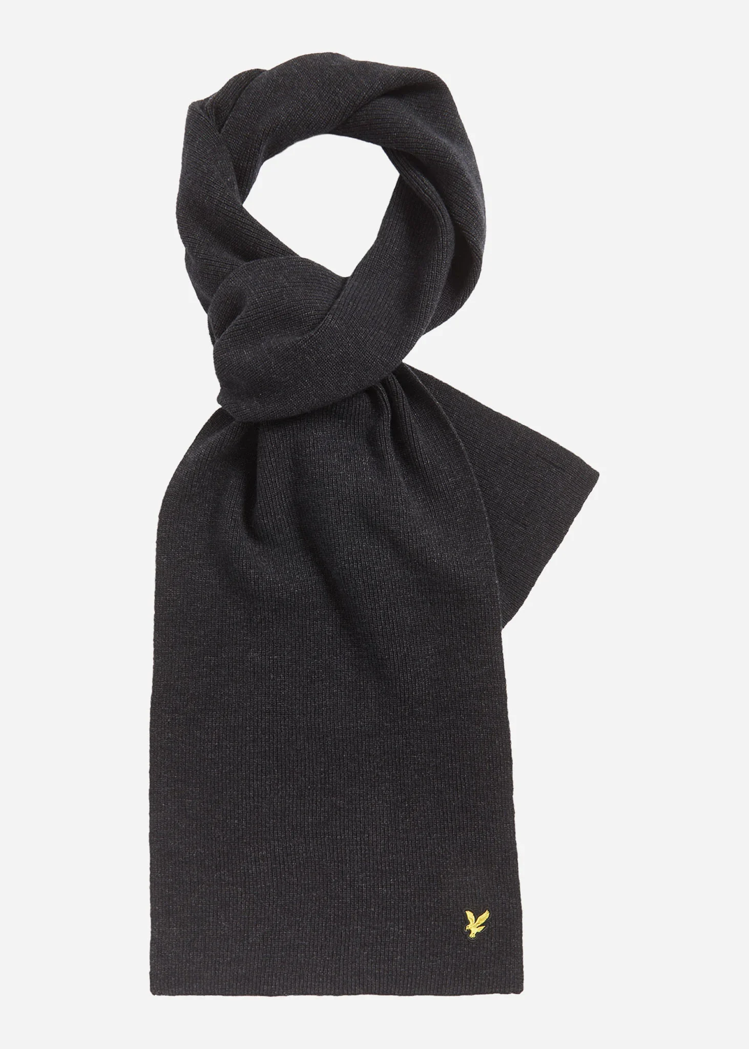 Lambswool ribbed scarf - jet black marl