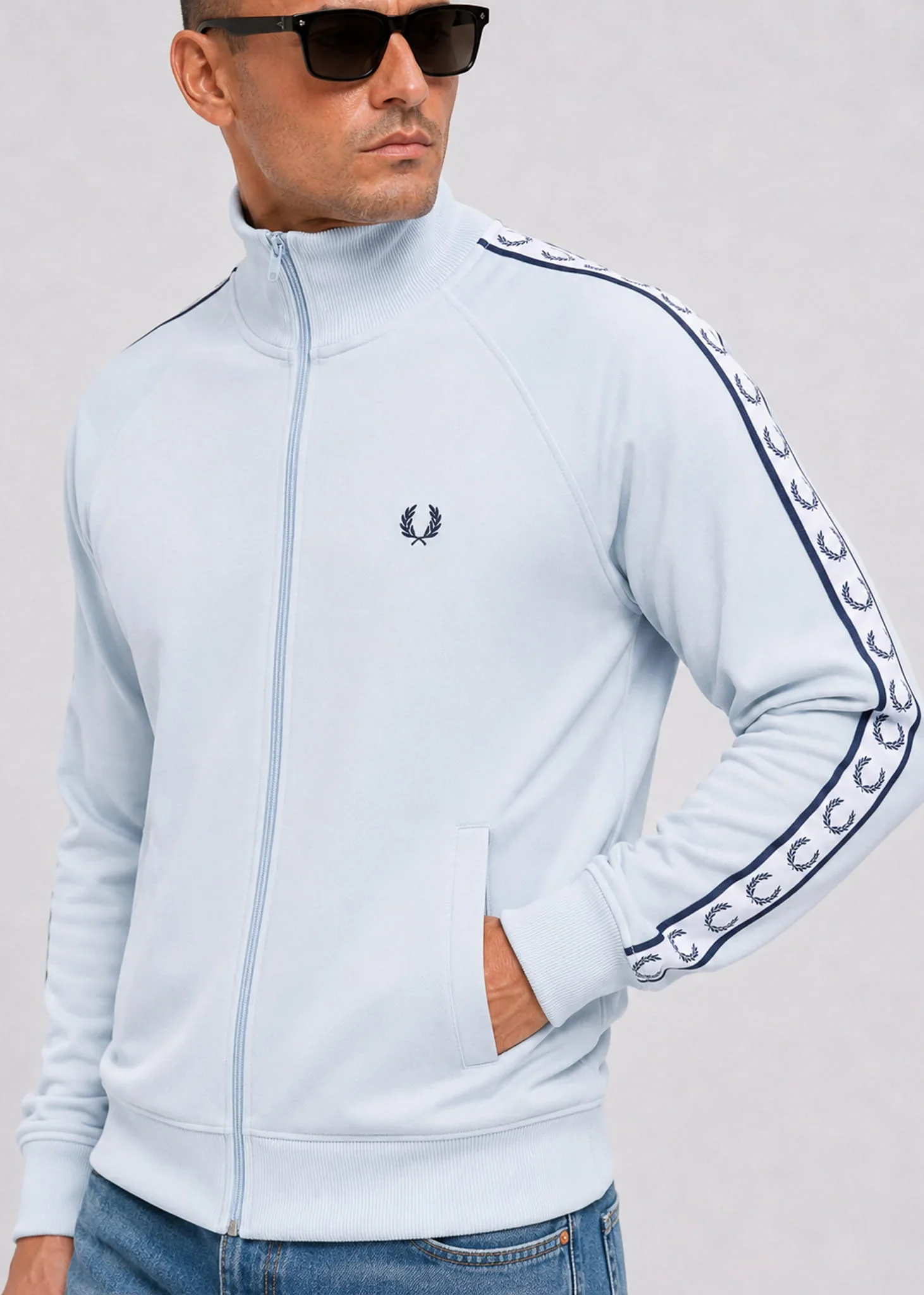 Tape track jacket - dusky blue