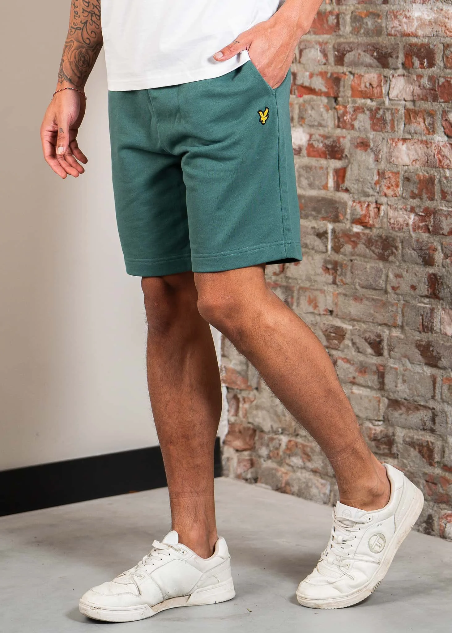 Plain sweat short - everglade