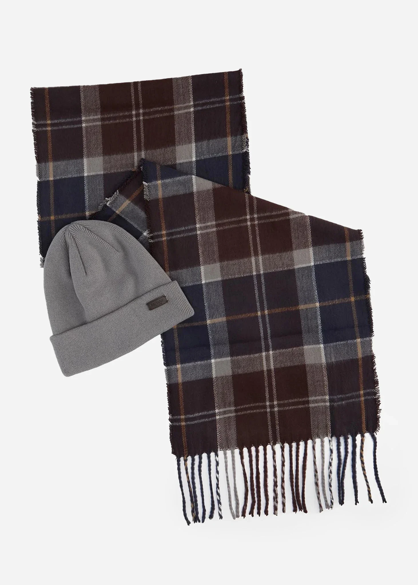 Swinton beanie and Galingale scarf gift set - midnight oak