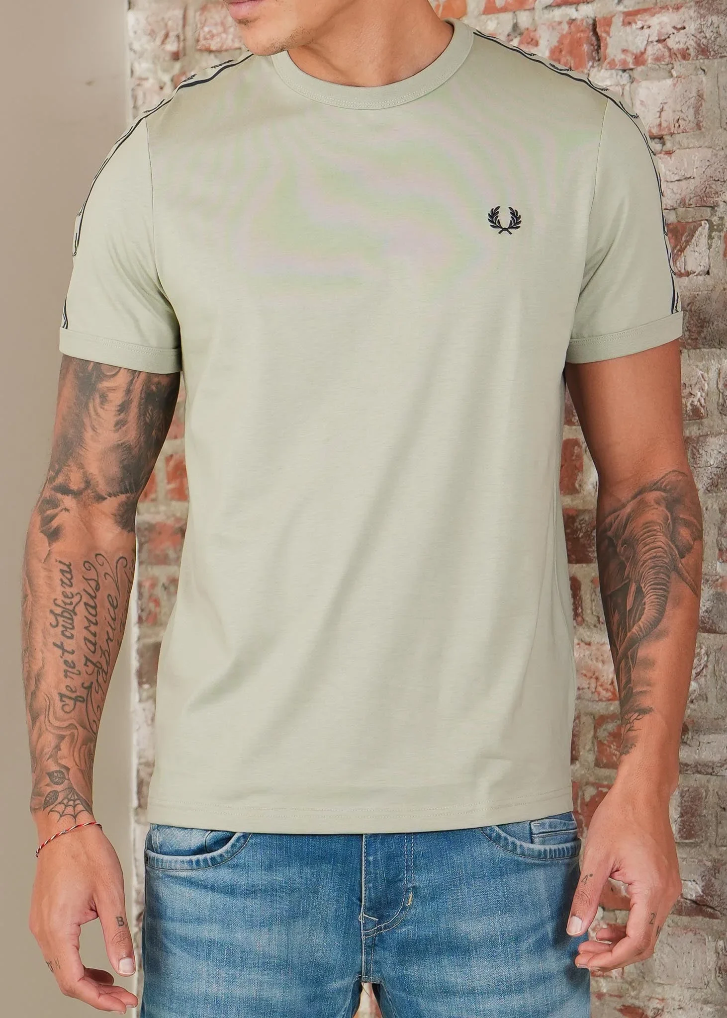 Contrast tape ringer t-shirt - seagrass navy