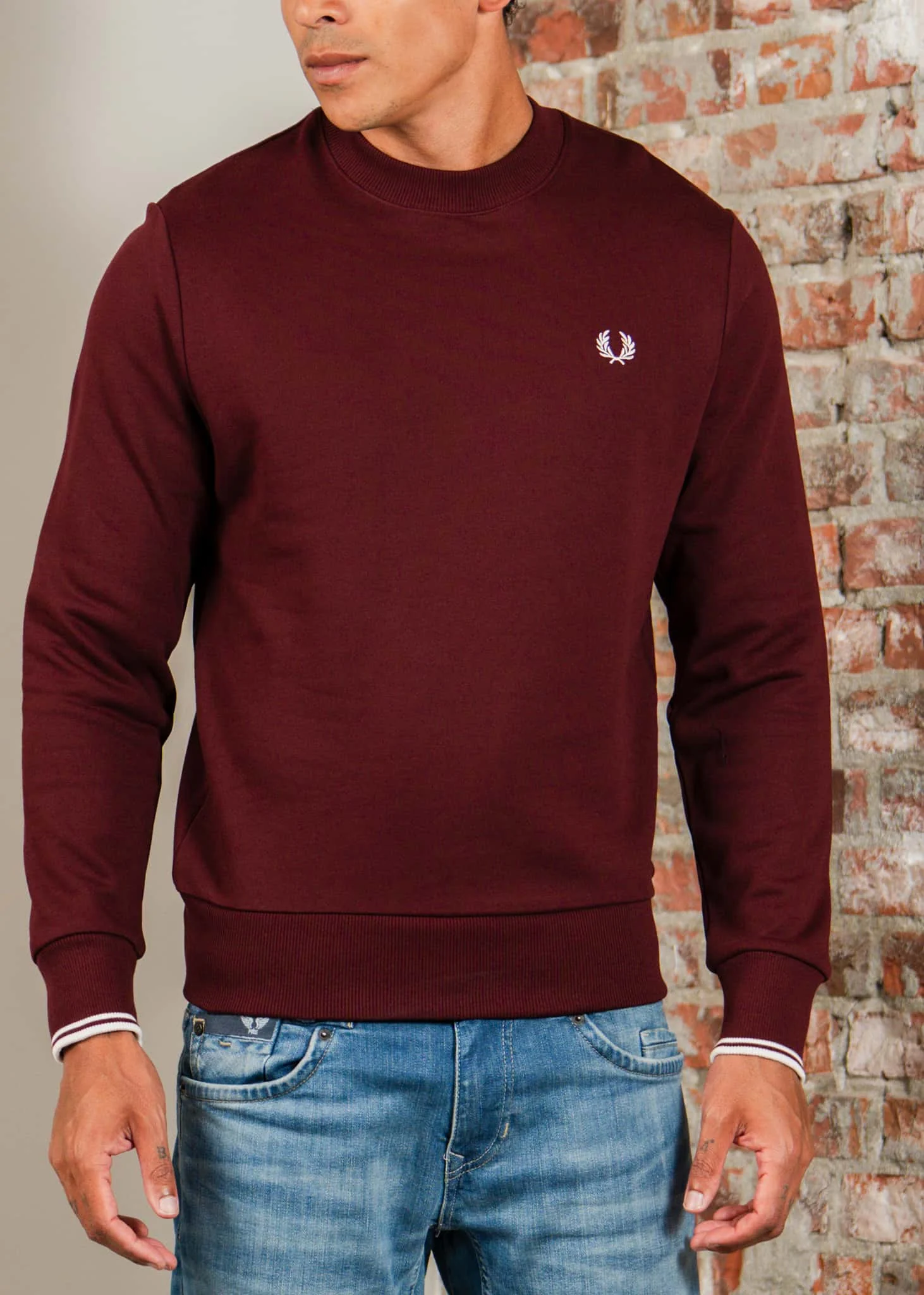 Crew neck sweatshirt - oxblood ecru