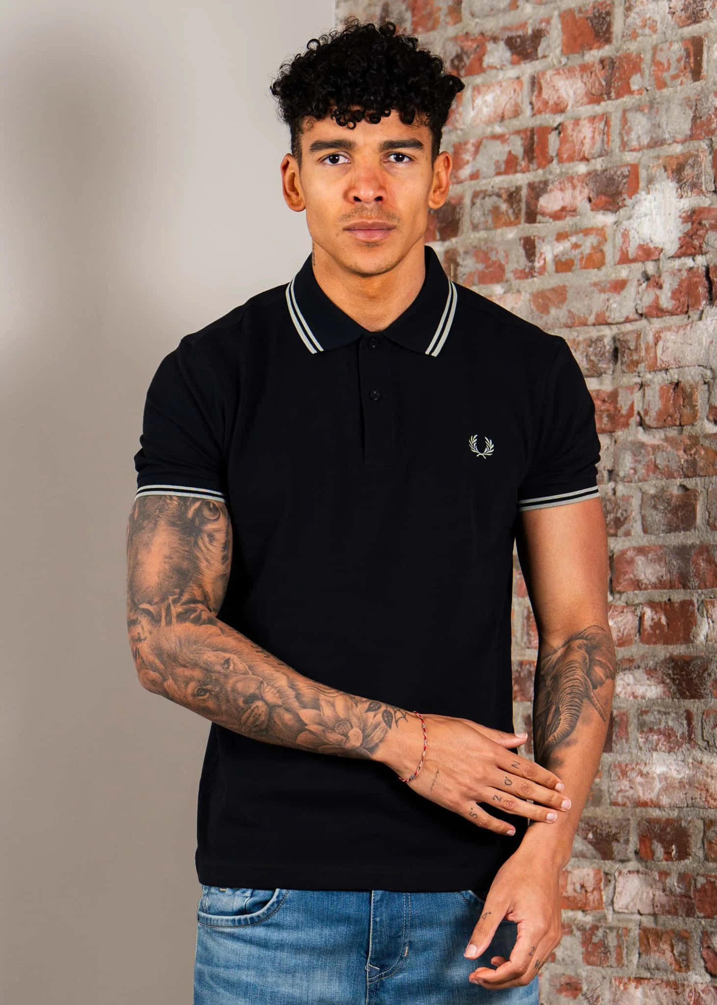 Twin tipped fred perry shirt - navy seagrass