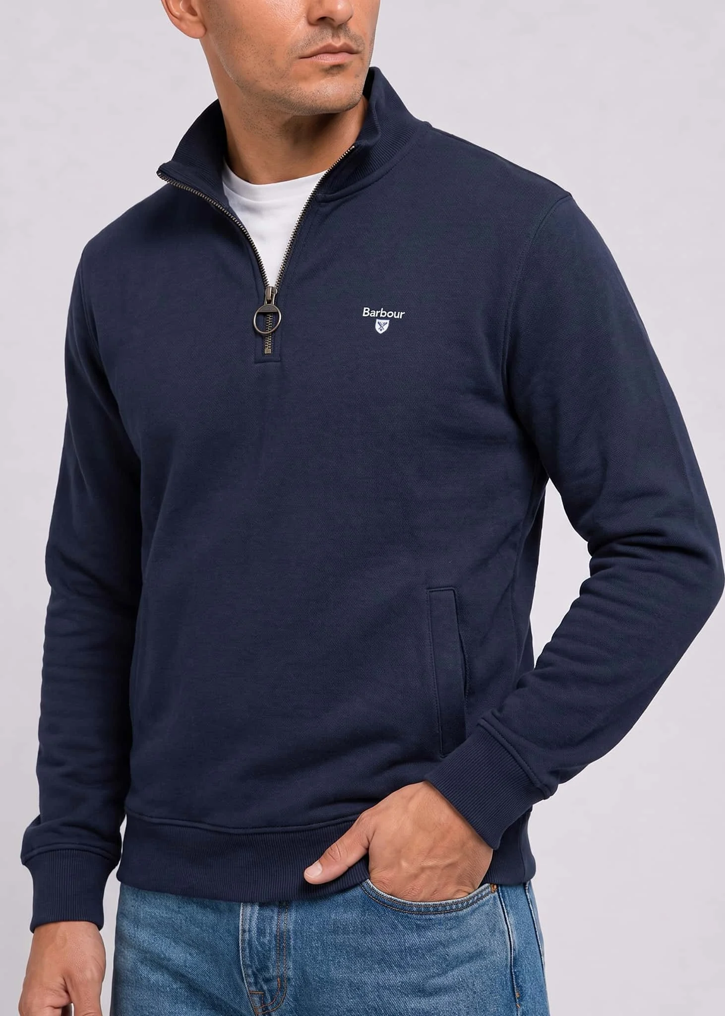 Barbour desmond half zip sweat - navy