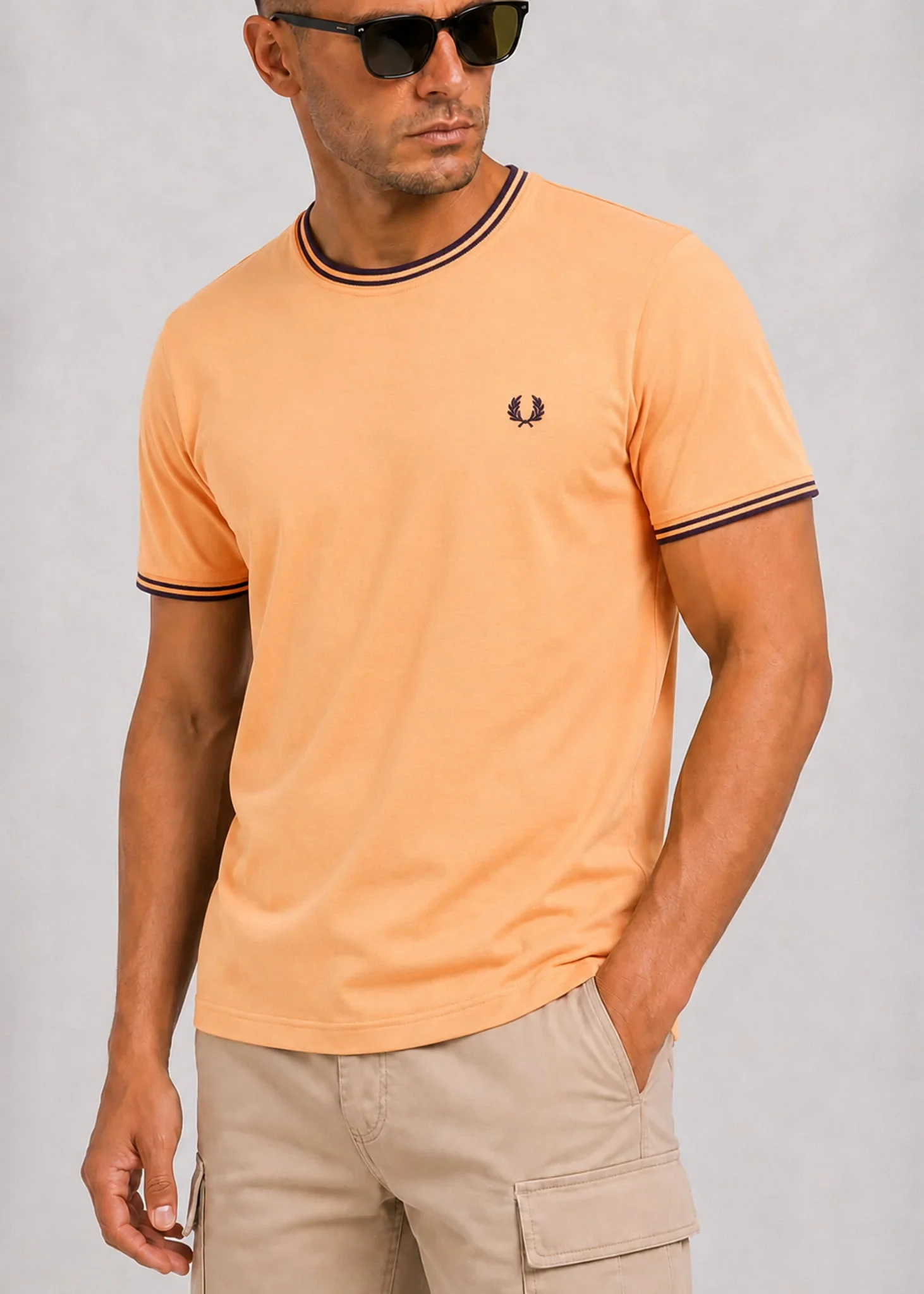 Twin tipped t-shirt - peach french navy french navy