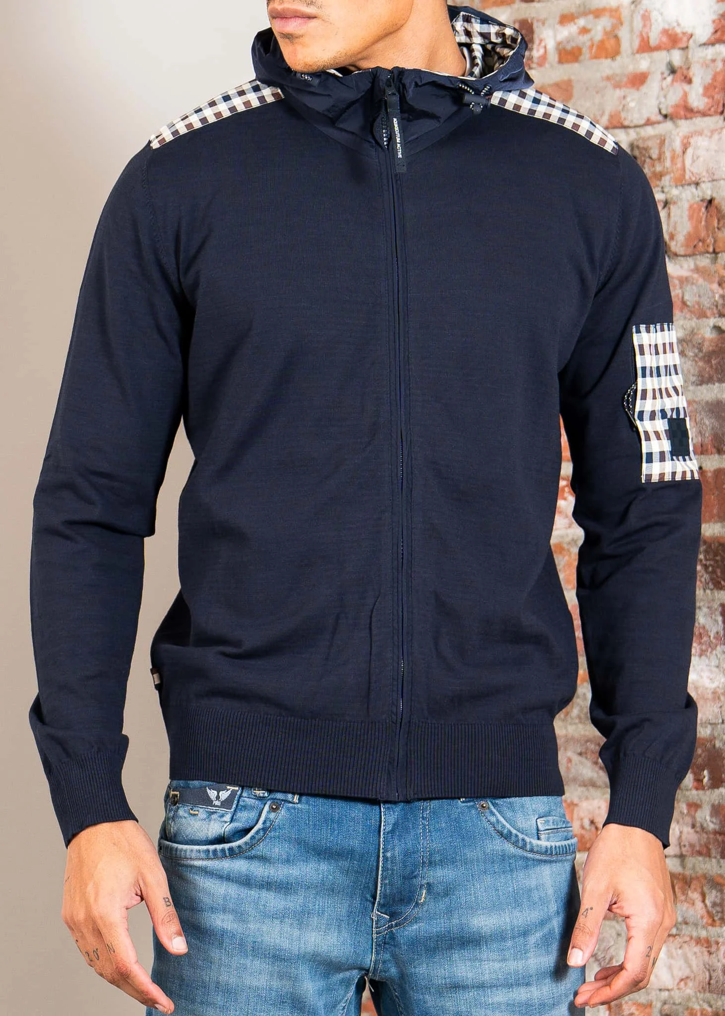 Lamina pocket fz hoodie - navy
