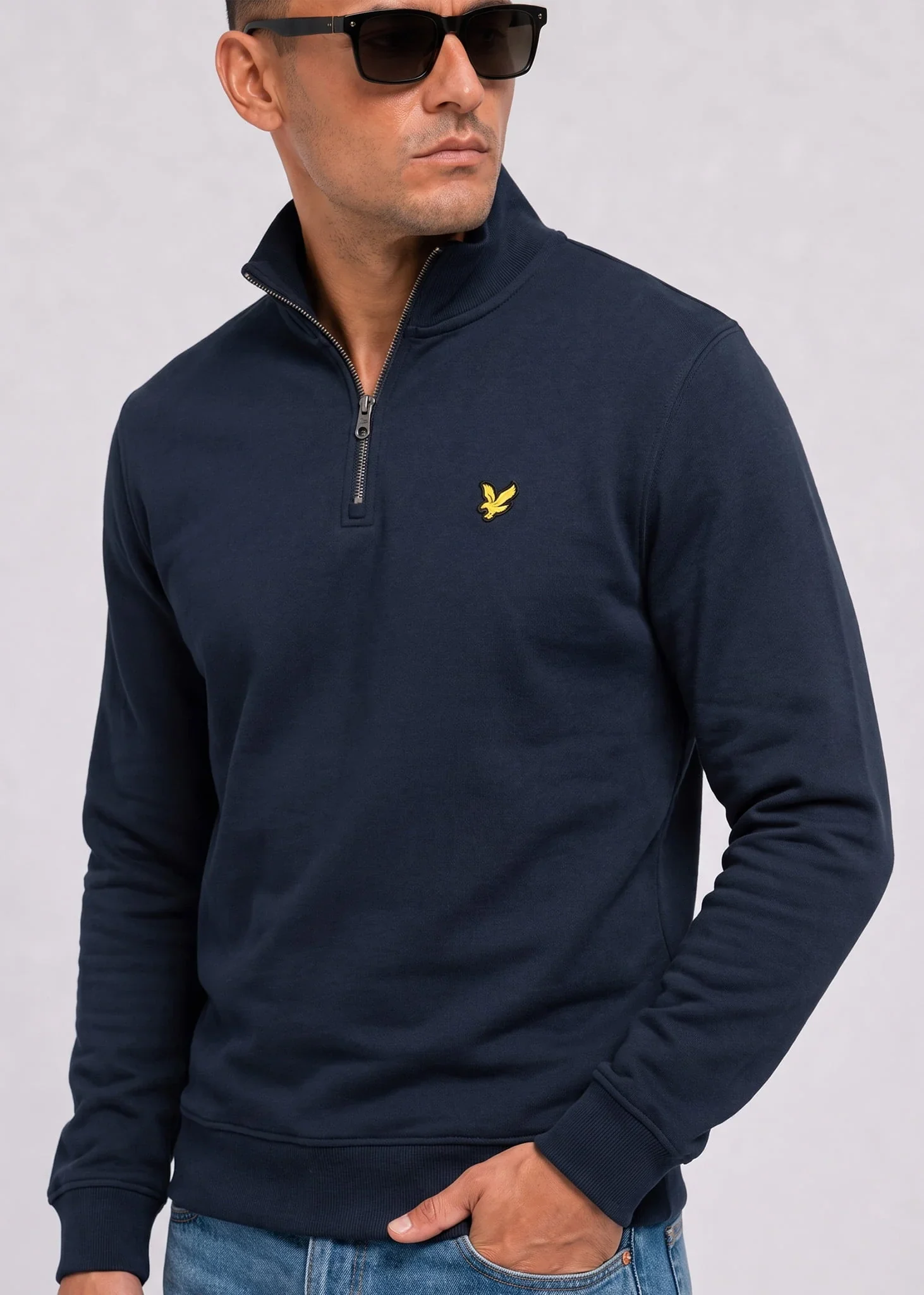Loopback quarter zip sweat - dark navy