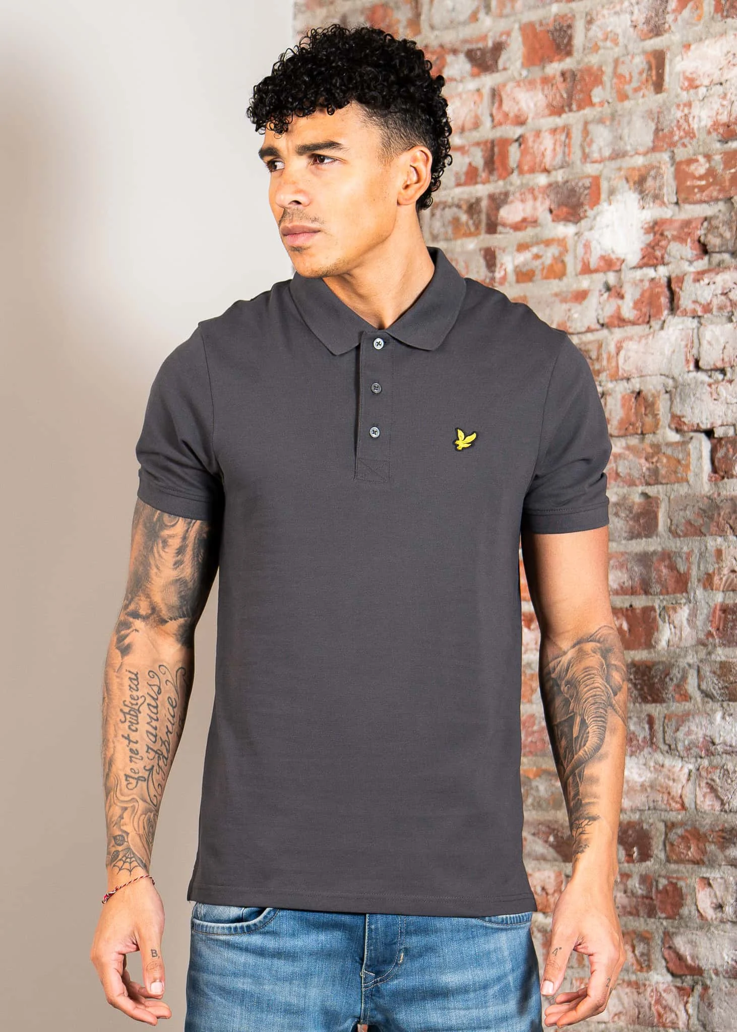 Plain polo shirt - gunmetal