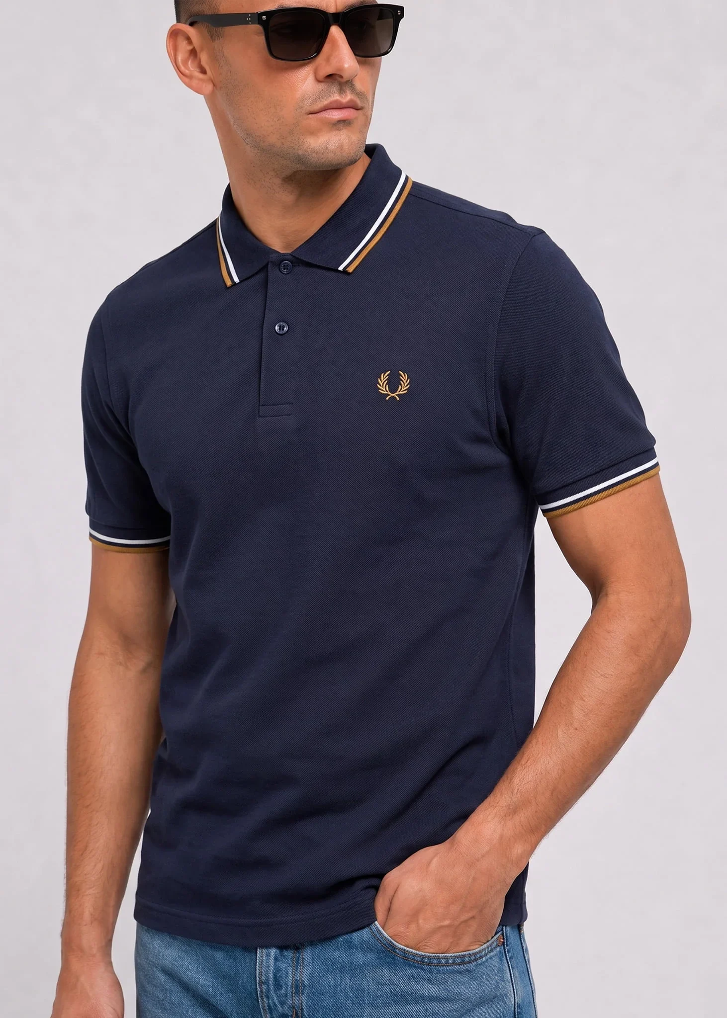 Twin tipped polo - twilight navy snow white dark caramel