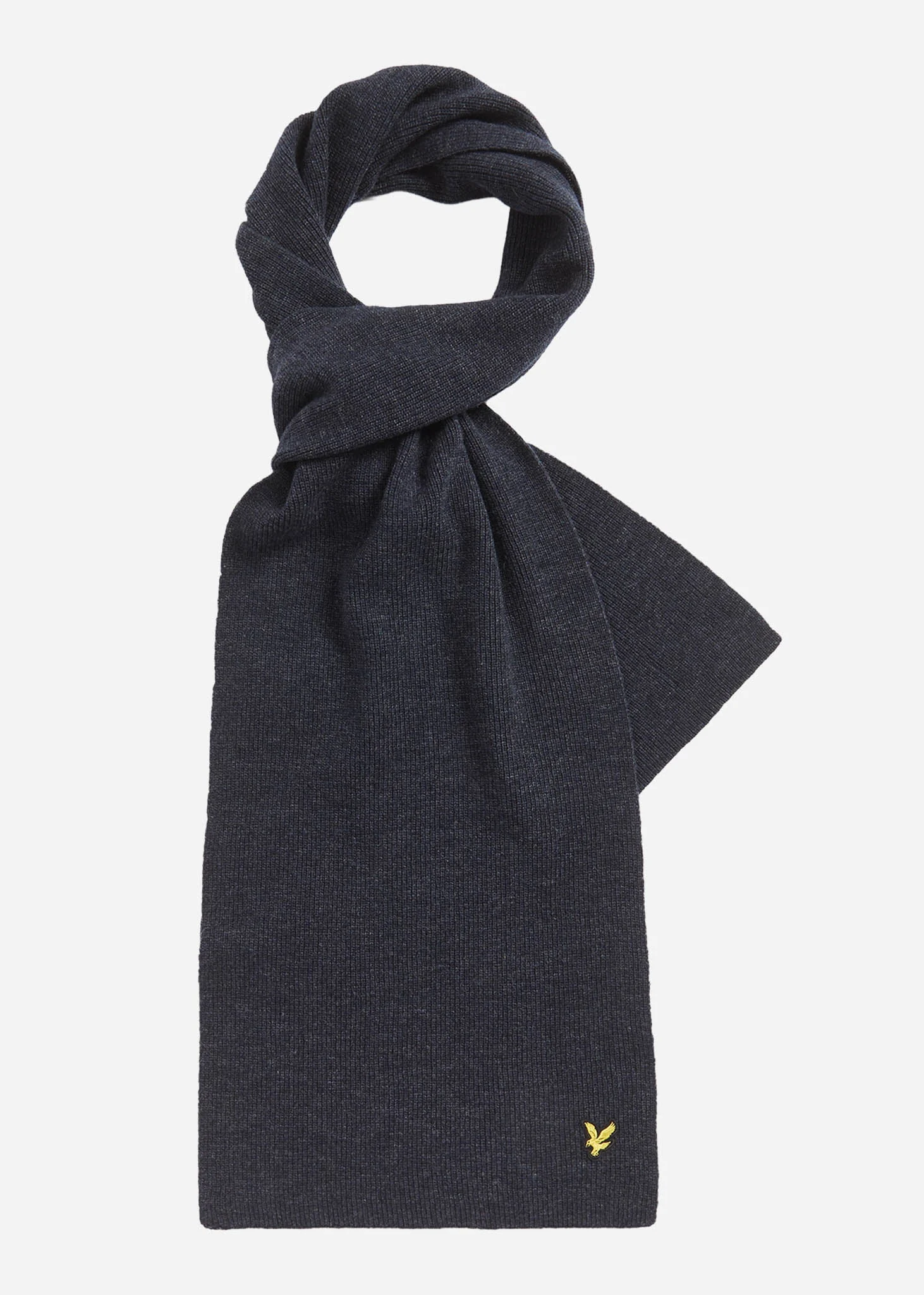 Lambswool ribbed scarf - dark navy marl