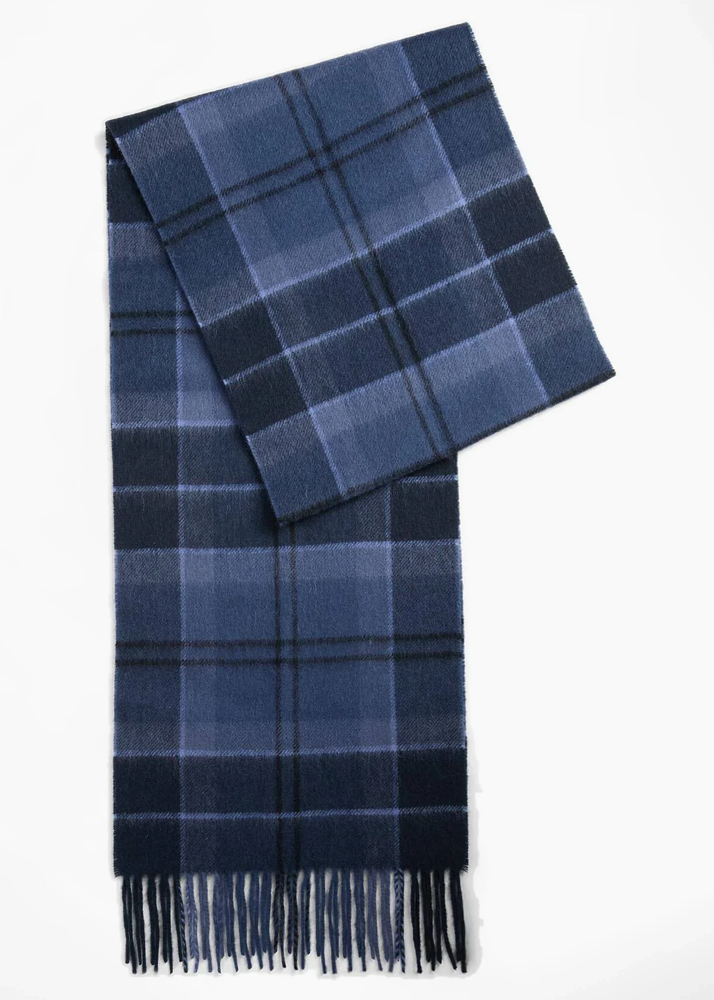 Barbour mineral tartan wool cashmere scarf - midnight loch