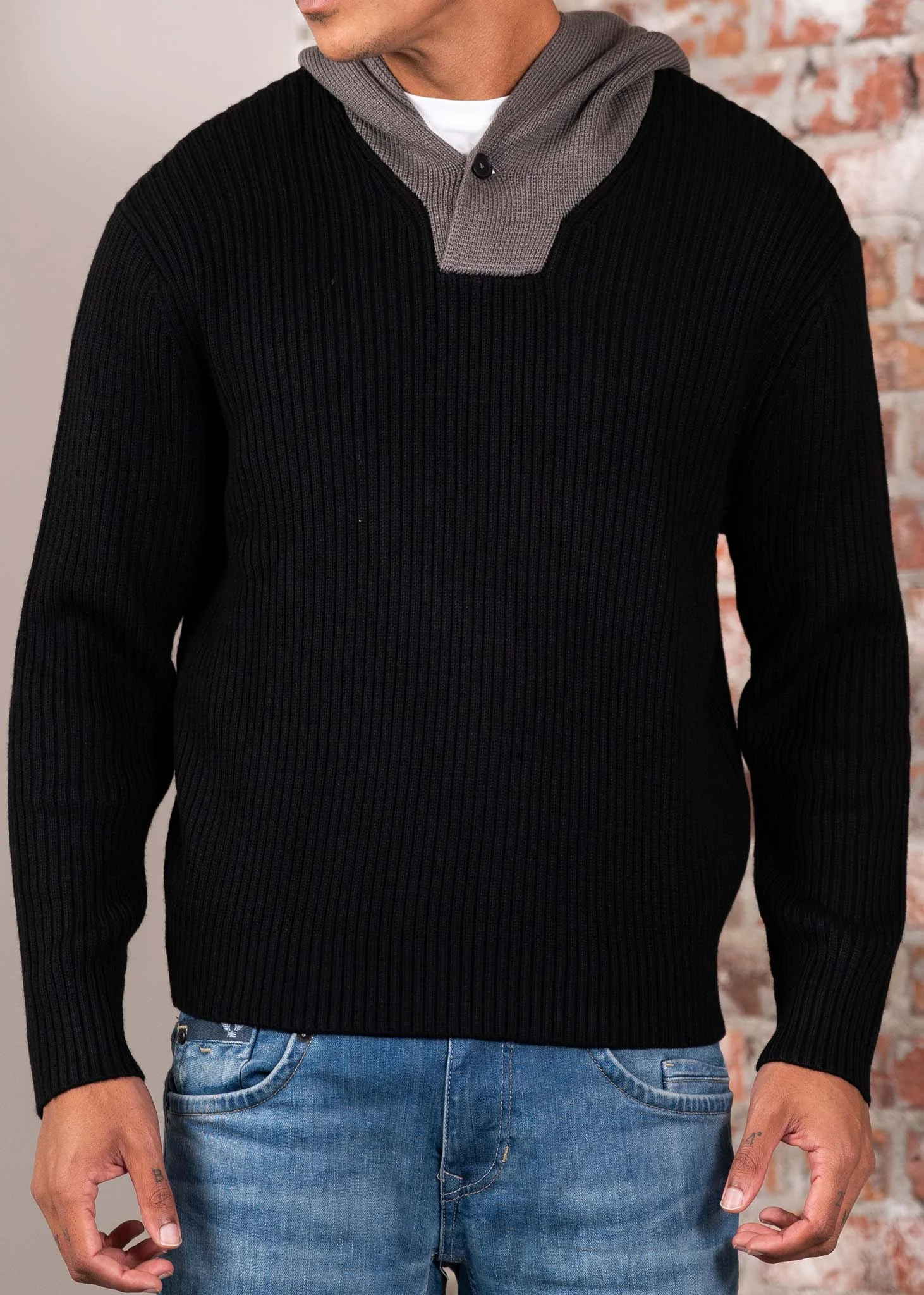 Pullover - black dark gull dray